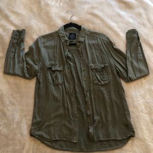 Olive green casual button down